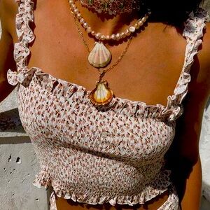 Faithfull Smocked Crop Tank Ruffle Ditsy Floral